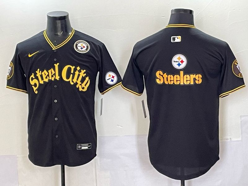 Men 2025 Nike Pittsburgh Steelers Blank Black Limited NFL Jersey style 0067